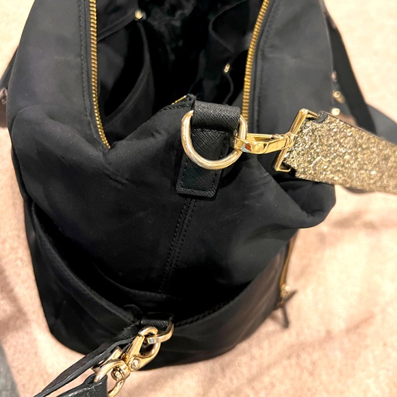 Kate Spade baby bag with sparkly gold strap. Great...